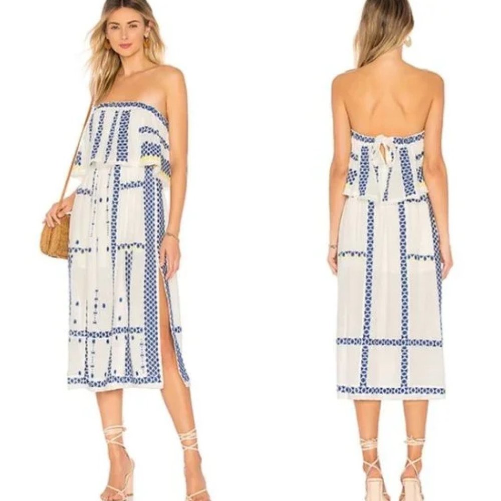 Free People Embroidered Wild Romance Dress - Blue/White